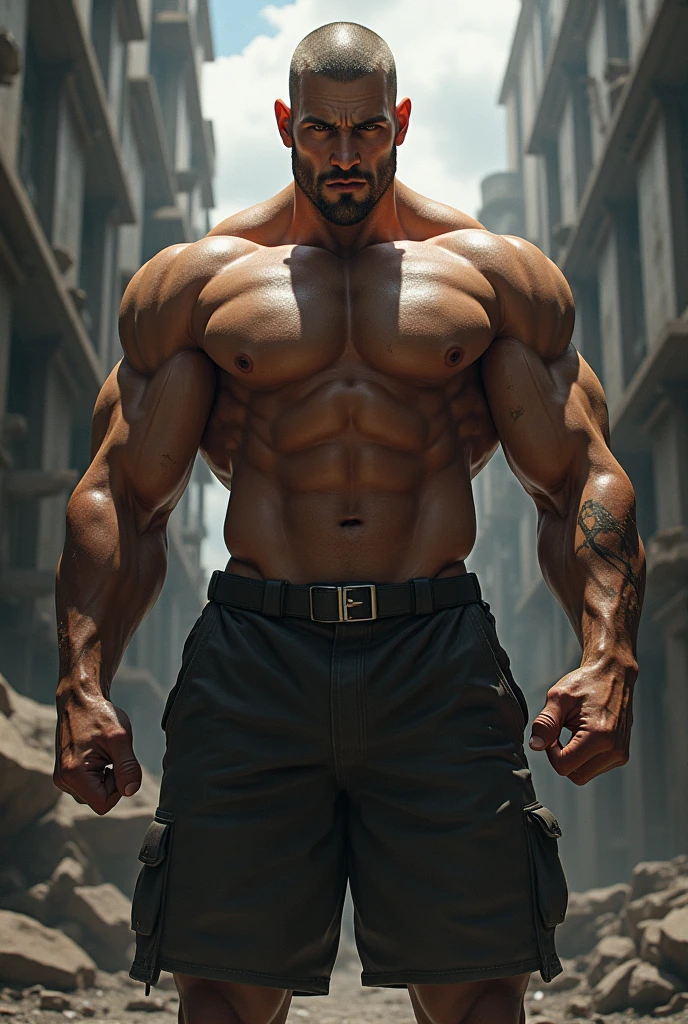strong and muscular short hair character