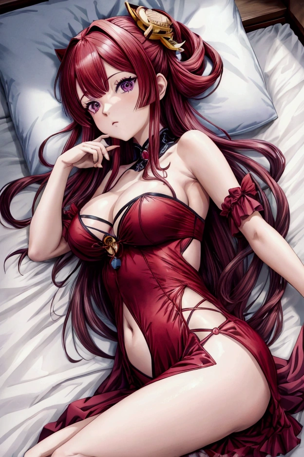 An anime character lying in bed wearing red and purple clothes., Fascinating anime, Highly Detailed Art gems, 美しくFascinating anime女性, Anime Goddess, , Trending on cgstation, Detailed anime artwork, 8K High Resolution, Detailed Art, Ayaka Genshin Impact, 美しくFascinating animeのティーン, Renji Murata and ArtJam, Beautiful and detailed anime art,Spread your legs
