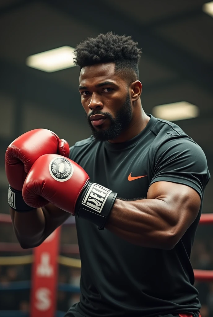 Realistic Black Man boxing player With tshirt