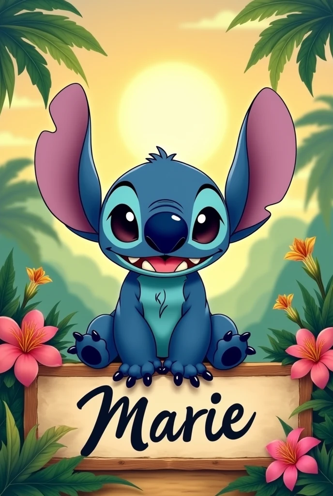 Marie nameplate in lilo and  stitch  cartoon character
