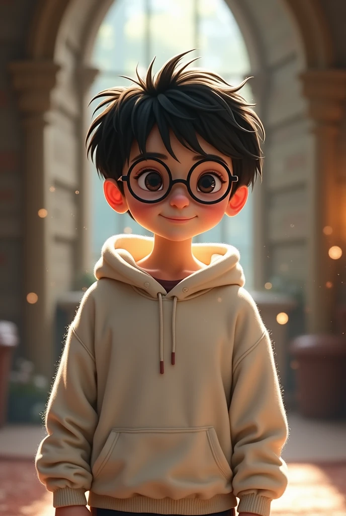 little harry potter with a white sweatshirt