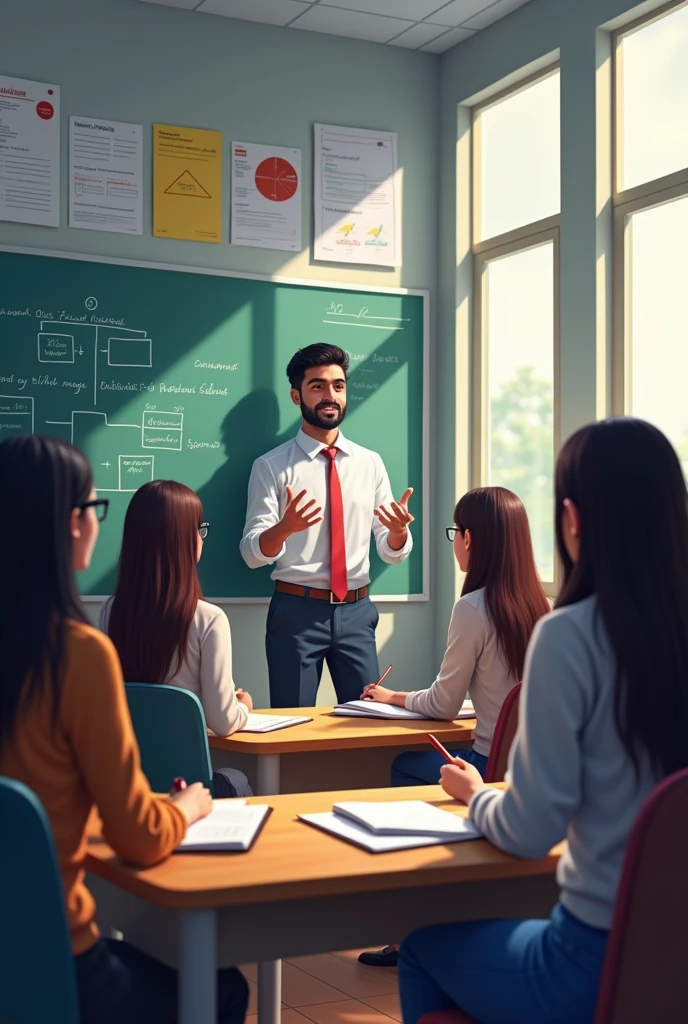 Imagine a class where teacher Usama teaches database topic name 3Normal form and three girls studying in class names humaira , seerat and areesha shows girls names and teacher name