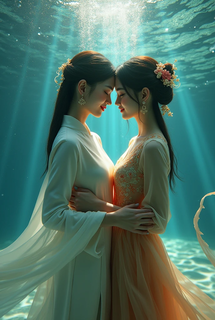 Pure Vietnamese Yuri 16+
The Third Lady and a Young Girl The setting is under the sea Adding to the illusion Wearing traditional Vietnamese costumes Two women next to each other