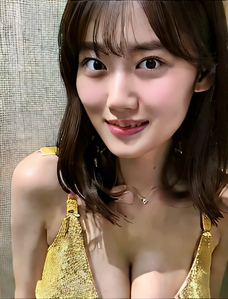 Highest quality、Only the upper body is wearing nothing、Large Breasts、Accentuate the cleavage、Straight face、looking at the camera、Hiding her chest with her hands