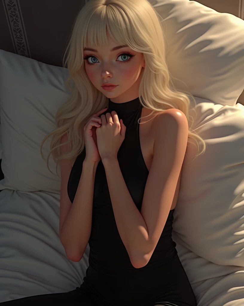 super realistic, highly detailed, sexy, young,european blonde, medium breasts, blue eyes, 2, iPhone 14 Pro Max camera, Merger_mati_catentes, (twilight:1.2) , (soft lighting:1.2), (luxurious bedding :1.2), photorealistic, raw, textured skin, skin pores, intricate details, epiCRealism