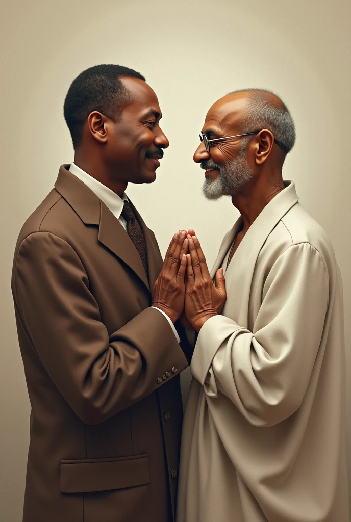 Martin Luther King and Mahatma Gandhi posing together as friends
