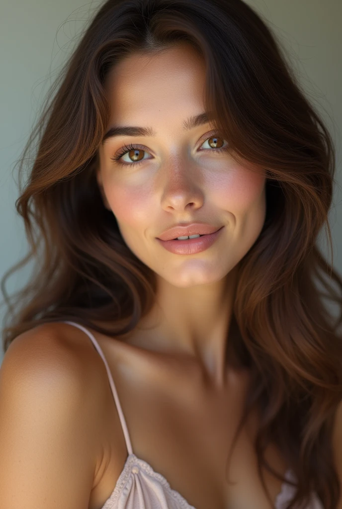 Brune, long hair, Brown eyes, naturel, Belle, wavy hair