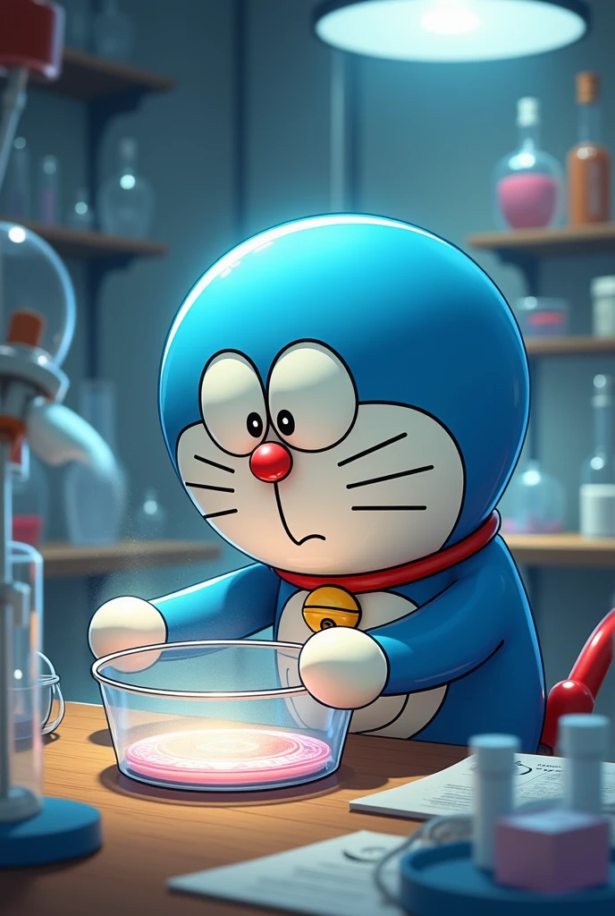 doraemon, preparing a petri dish