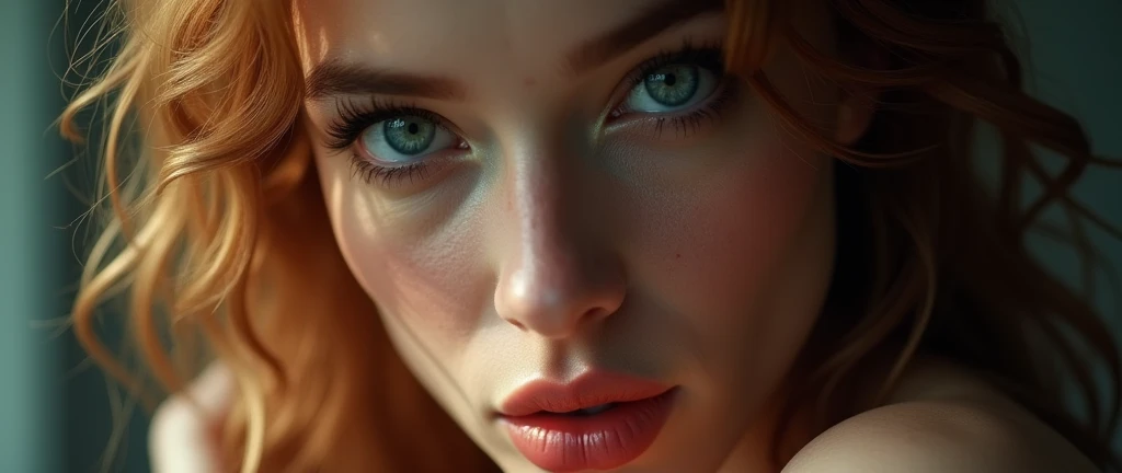 a woman with beautiful detailed eyes, beautiful detailed lips, extremely detailed face, long eyelashes, large breasts, naked, inverted nipples, dildo in pussy, photorealistic, hyper detailed, 8k, high quality, realistic, cinematic lighting, dramatic colors