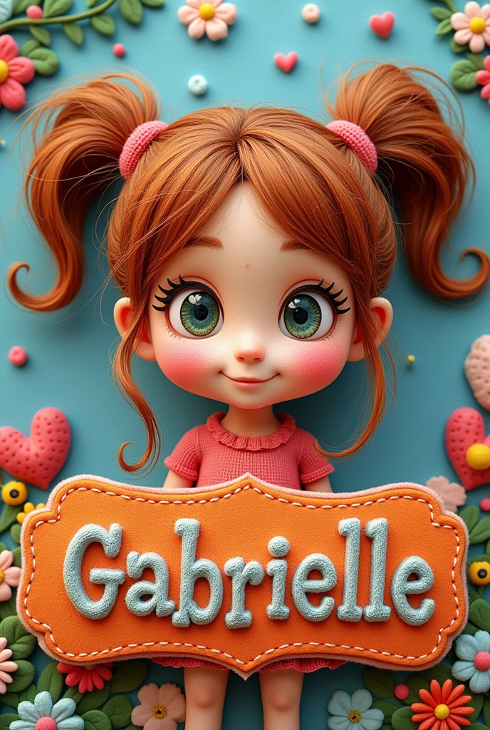 Gabrielle nameplate in  stitch  cartoon character 
