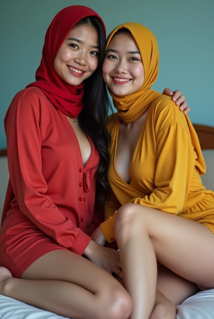 4 beautiful Asian girls ,wear hijab ,ชุดชั้นsee nipples, Red and blue and yellow ,Larger than normal breasts , Love together , Open Outbound , see pussy ,Sit on the bed. ,see nipples ,Lustful face , A man's hand grabs a woman's breast. , A woman's hand holds a penis. , Women don't wear clothes. , Two women's faces near a man's genitals. , Help yourself 4 people