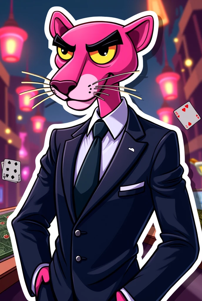 Sticker of the mafia and party-loving Pink Panther