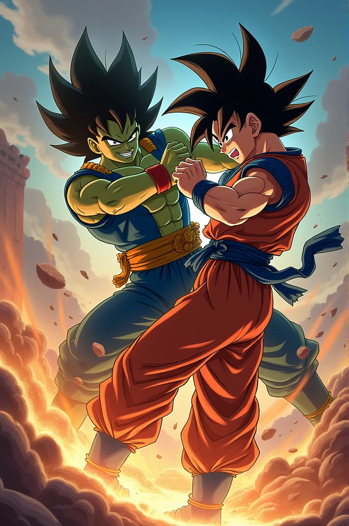 Bardock fighting Goku on Namek