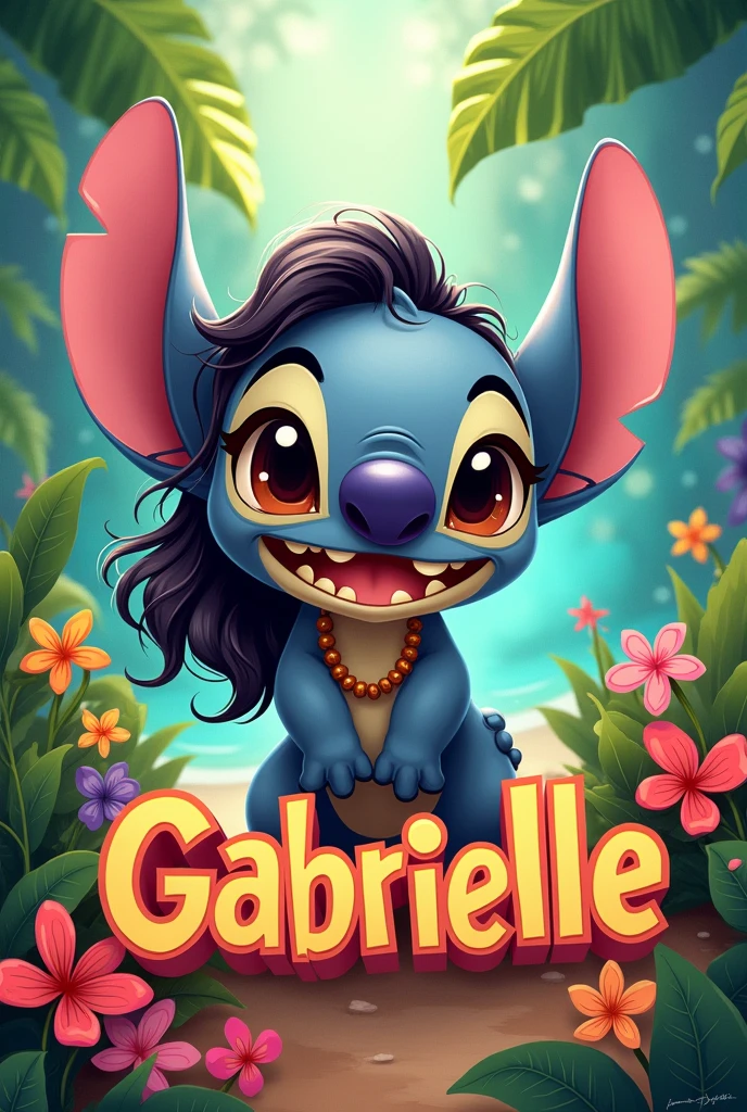 Gabrielle nameplate in lilo and stitch cartoon character design