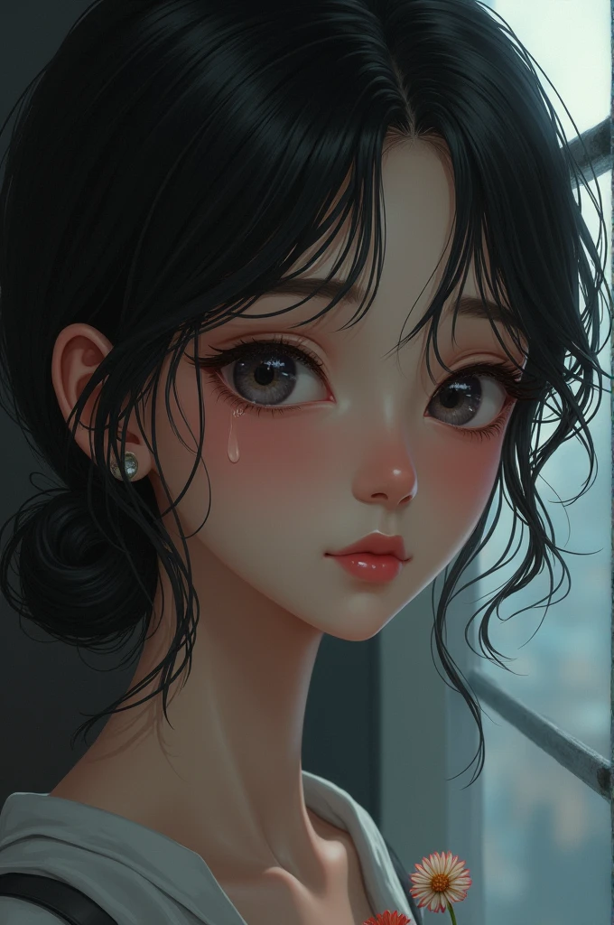 Sad girl smiling