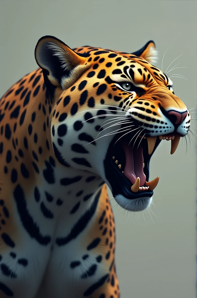 The head of a roaring jaguar in profile
