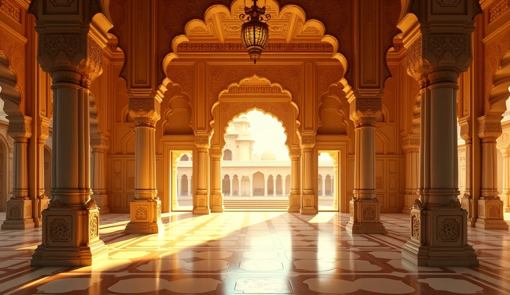 Patwa Haveli, golden stone interior