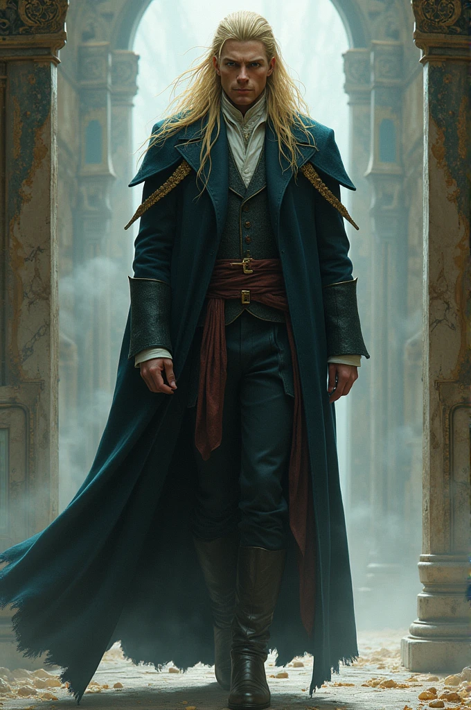 Zaggarth é um homem alto, with deep eyes and light blond hair like ripe wheat. His appearance is marked by a mysterious aura, and he carries with him the energy of the crystals that permeates his hometown, Kryzar. Their posture is firm, and he moves with the grace of one who is in tune with the secrets of the world. 🌟✨