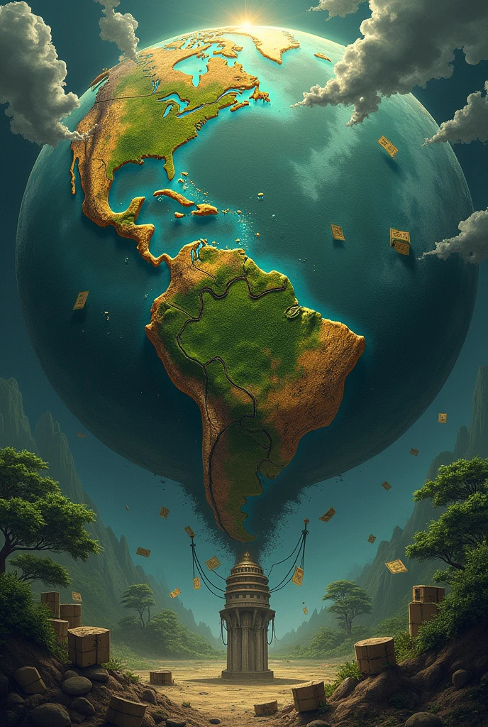 Create an image demonstrating how the financial system sucks Brazil&#39;s wealth 