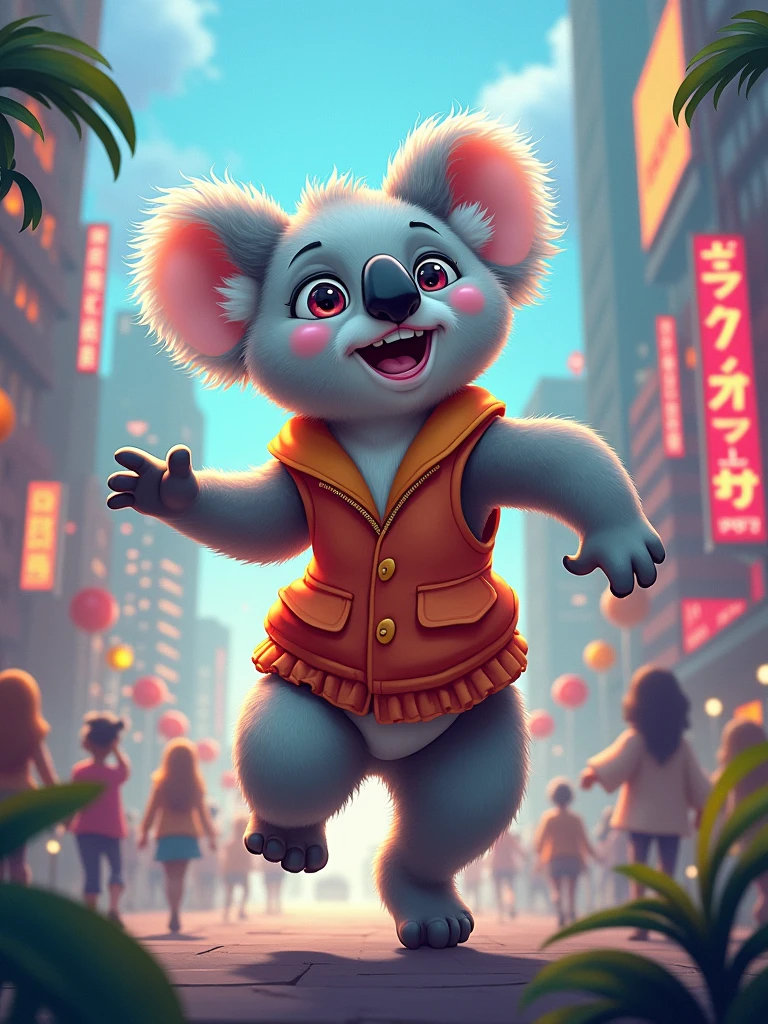 koala dancing in the city
