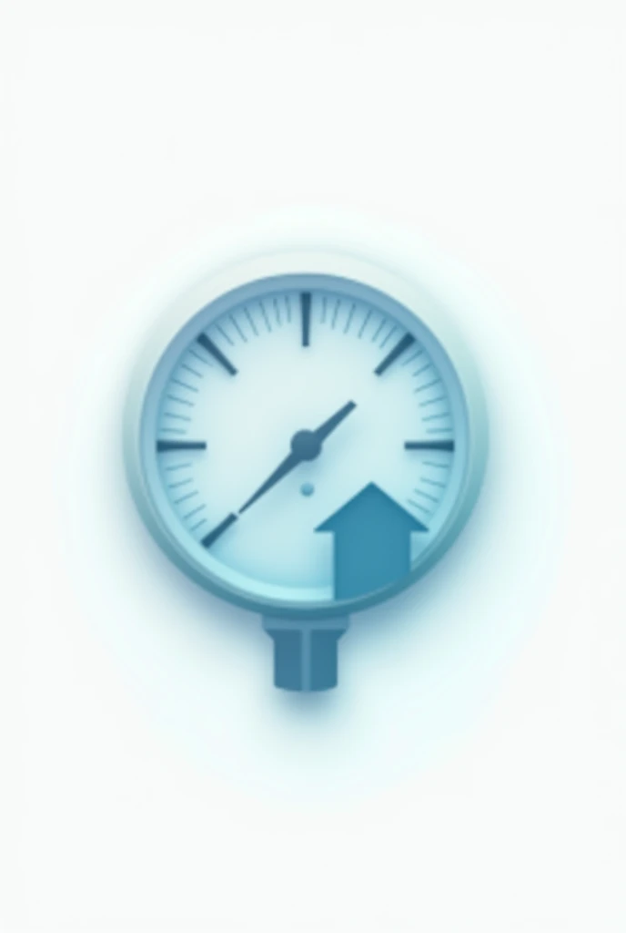 Generate a logo that incorporates a refrigeration pressure gauge. The silhouette of a house. Use the colors white and light blue