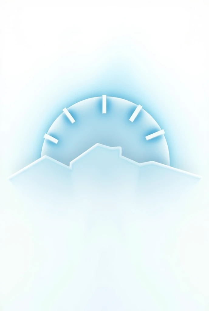 Generate a logo that incorporates a refrigeration pressure gauge. The silhouette of a house. Use the colors white and light blue