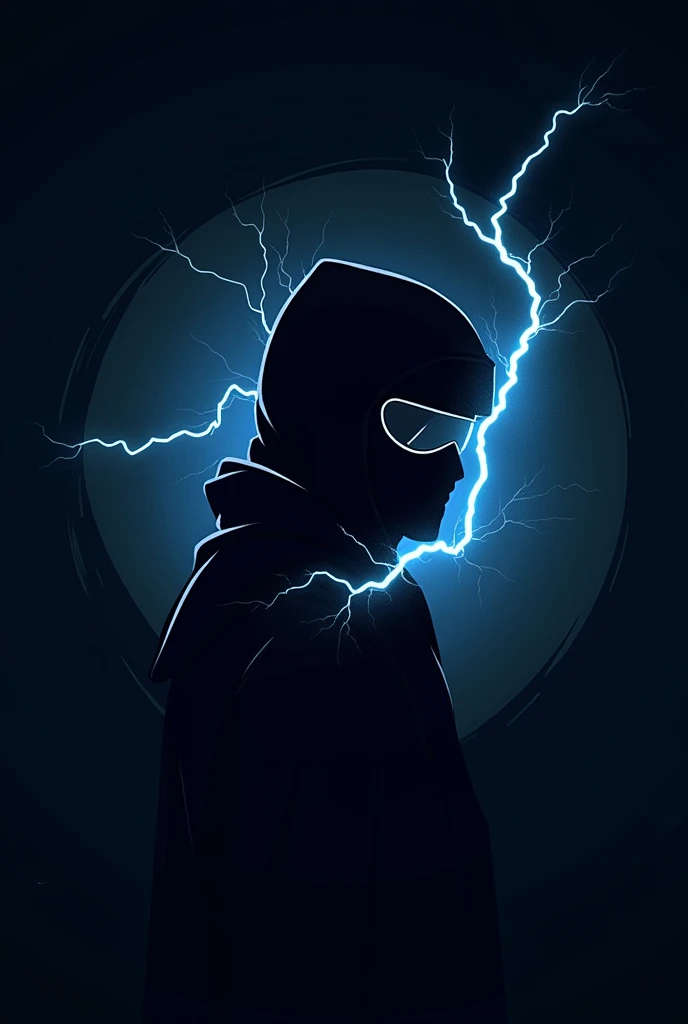 Black ninja profile picture with blue lightning written in the middle DV👑