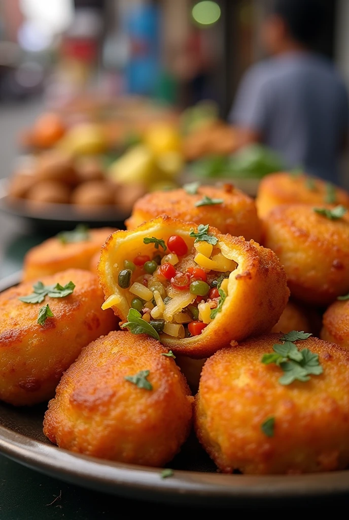 Colombian food colorful fritters