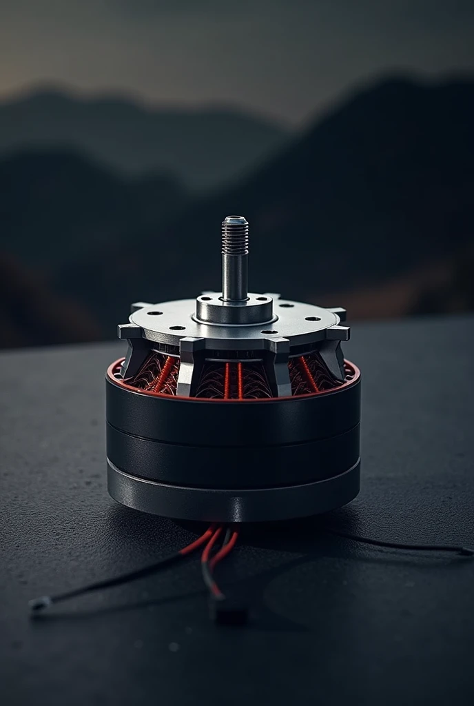 brushless motor in drones with black background in landscape