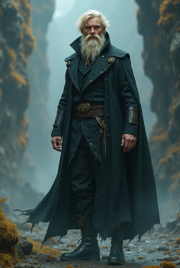 Zaggarth é um homem alto, with deep eyes and light blond hair like ripe wheat. His appearance is marked by a mysterious aura, and he carries with him the energy of the crystals that permeates his hometown, Kryzar. Their posture is firm, and he moves with the grace of one who is in tune with the secrets of the world. His clothes are cyberpunk style and he has no beard.