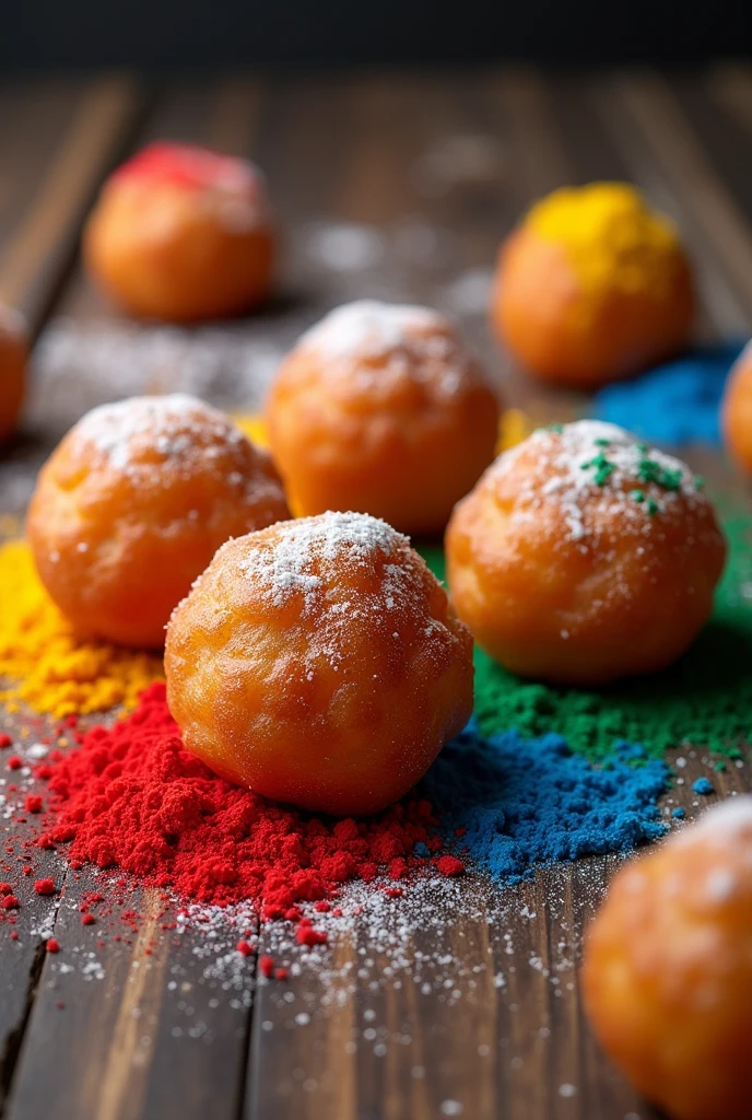  Buñuelos with coloring Colombian food colored buñuelos