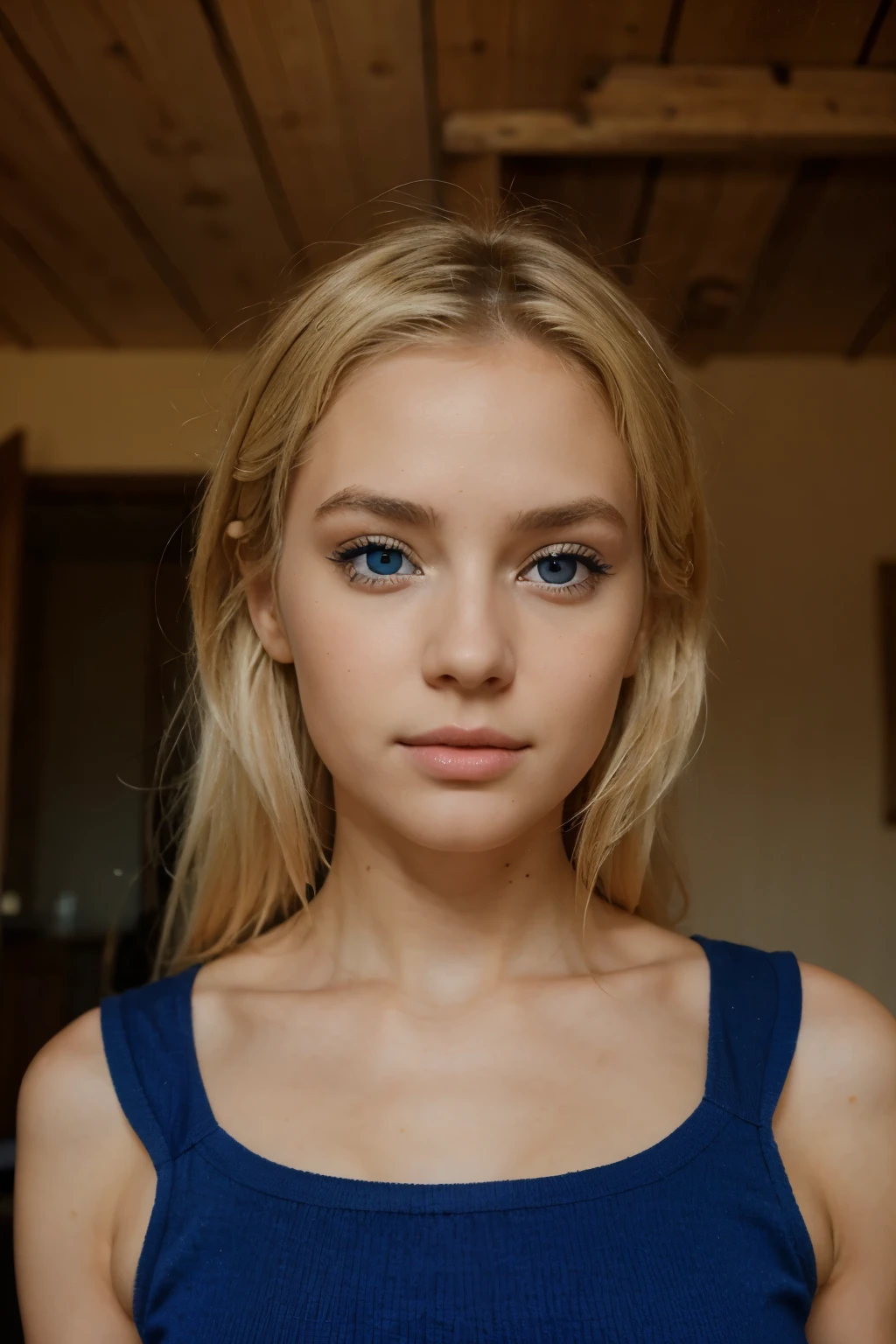 Une fille blonde d’origine espagnole avec les yeux bleus