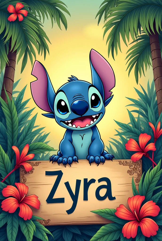 Zyra nameplate in lilo and stitch cartoon character design