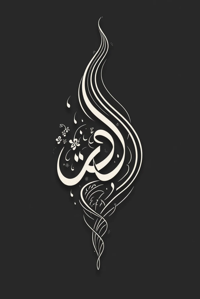 A monochrome logo with traditional pen writing wavy lines representing qalam