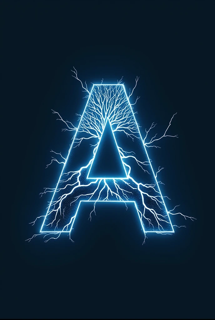 Make me a logo with the letter "A" and an electric tree inside the letter "A"