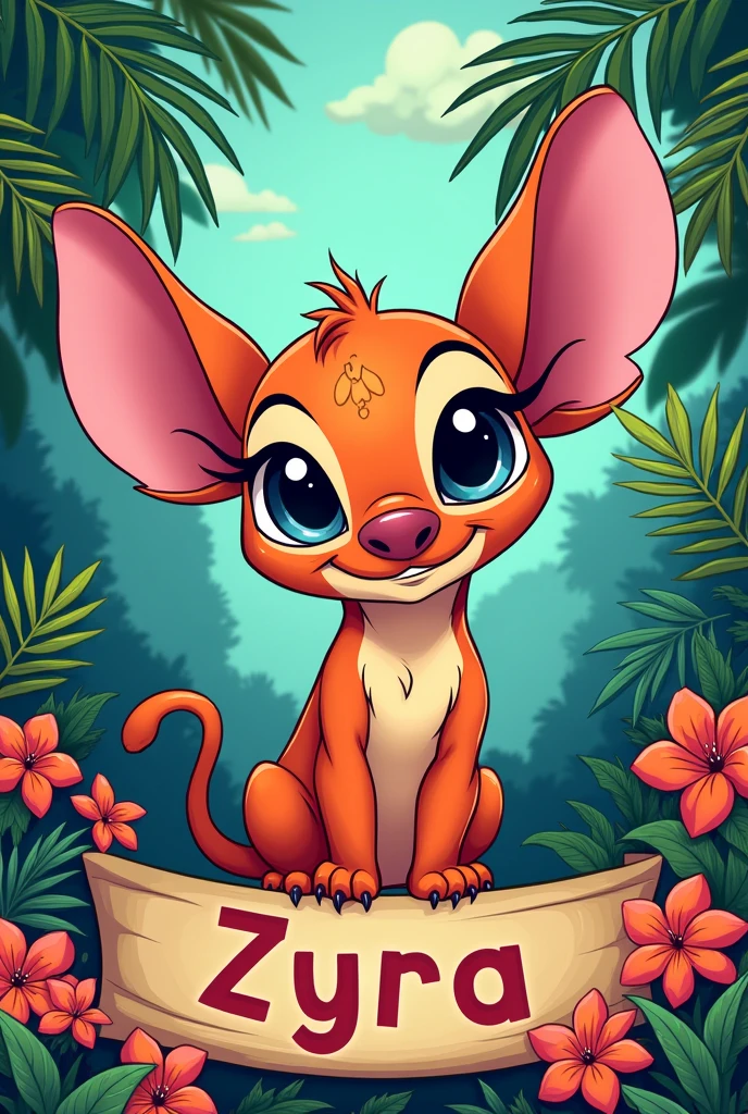 Zyra nameplate in lilo and stitch cartoon character design