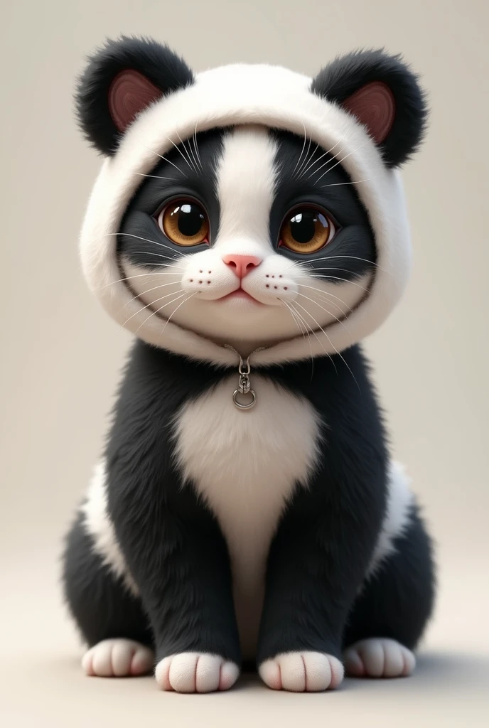 a cat dressed as a panda