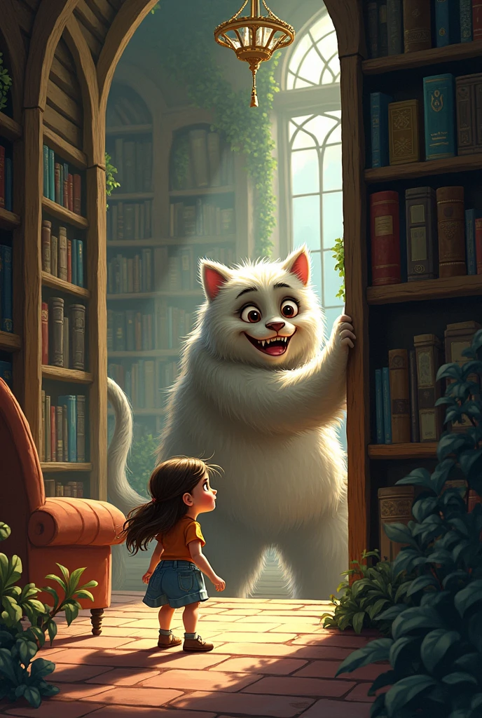 Create an image for story books
As she peeked through the fence, Ellie saw a large, furry creature struggling to reach a book on a high shelf.
Can you make a library can change the monster who bit looked like a funny and bit scary can you make a monster not pet