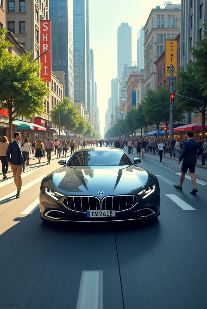 Car with road with peoples with 
