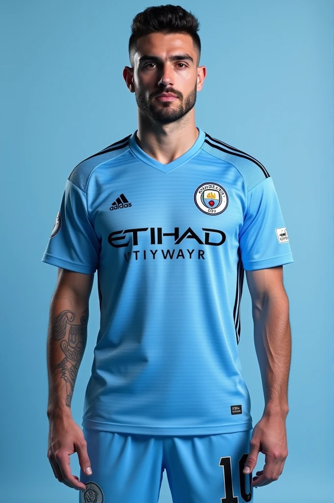 Give a manchester city jersey with adidas sponsor and kun Aguero wearing it