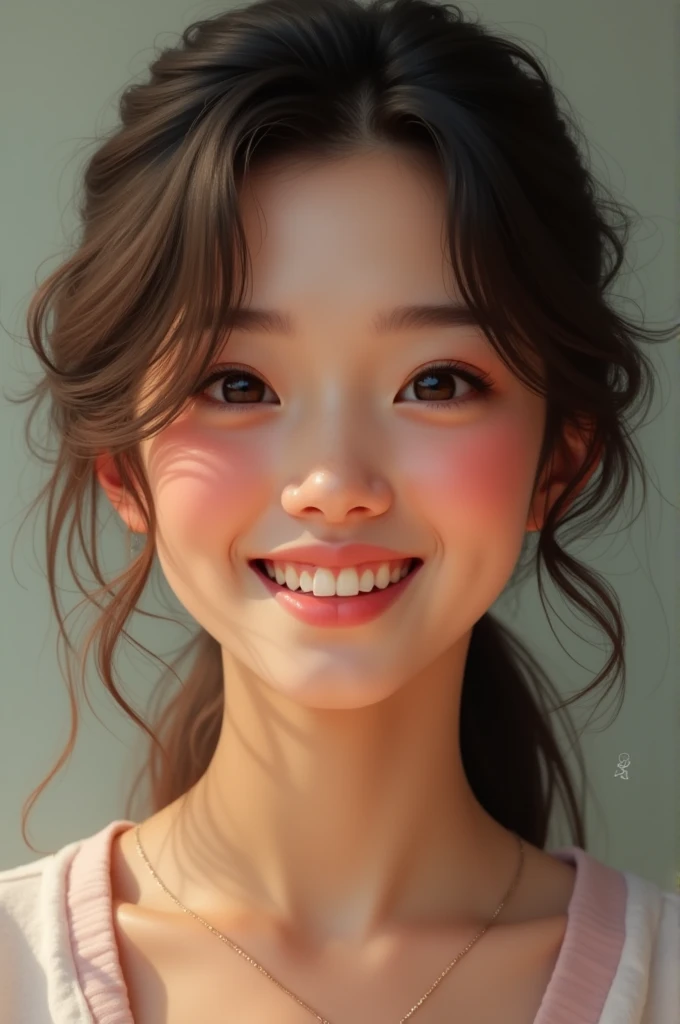 A 18 yr realistic girl smiling