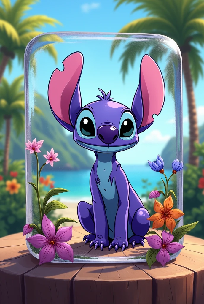 Zyra nameplate in lilo and stitch cartoon character glass design