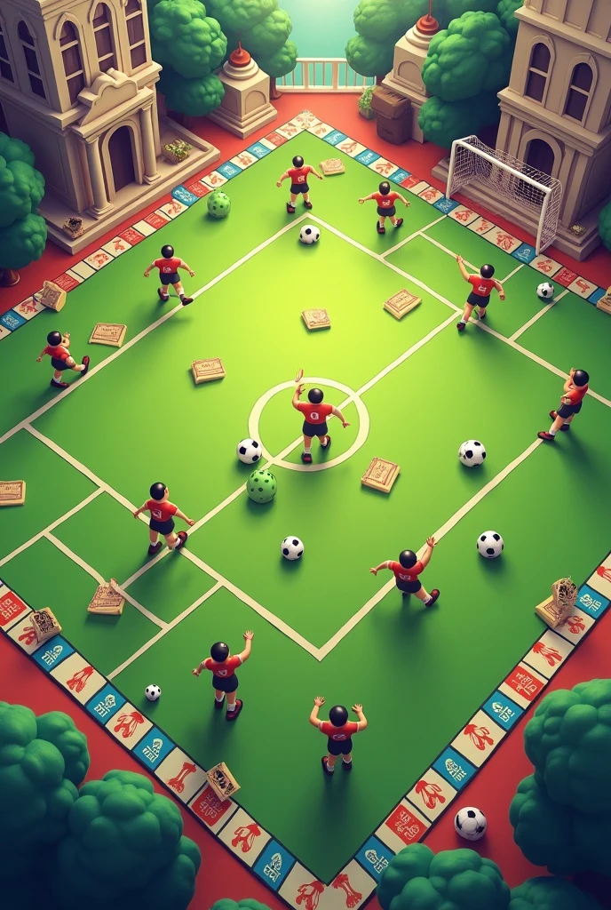 top view of monopoly soccer game

