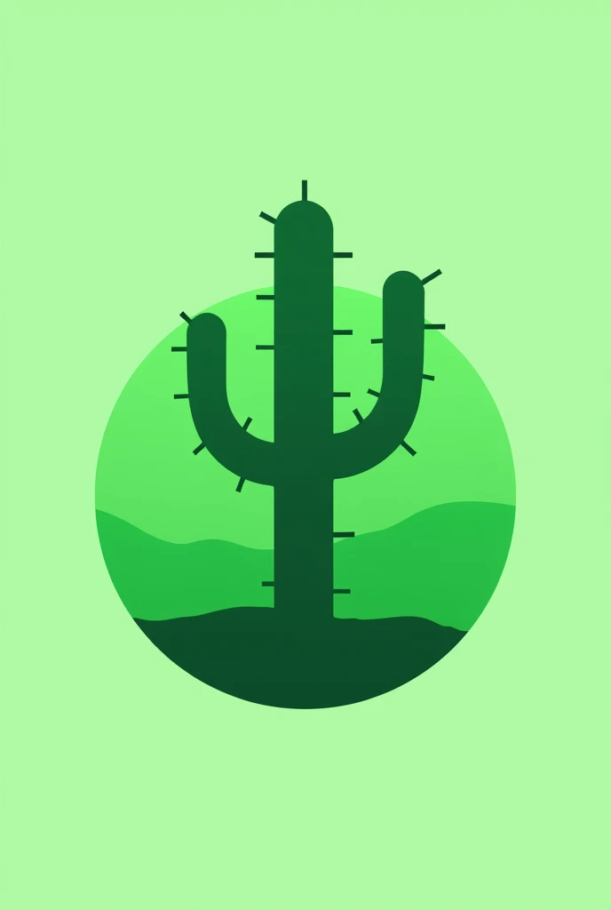 Create a minimalist cactus logo with a green background