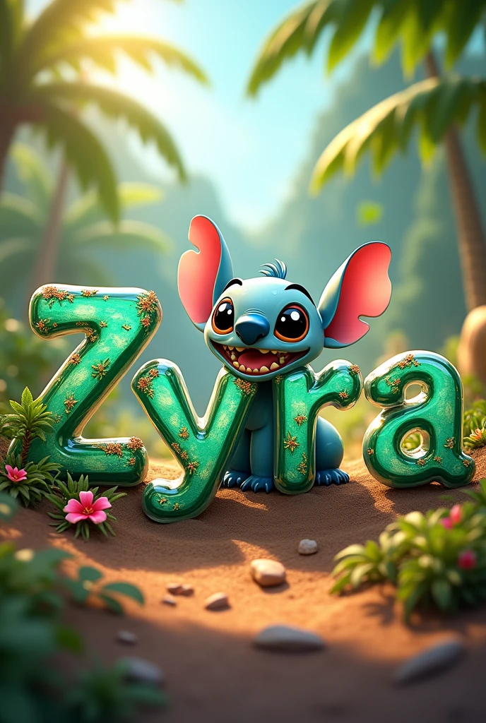 Zyra nameplate in lilo and stitch cartoon character glass letter