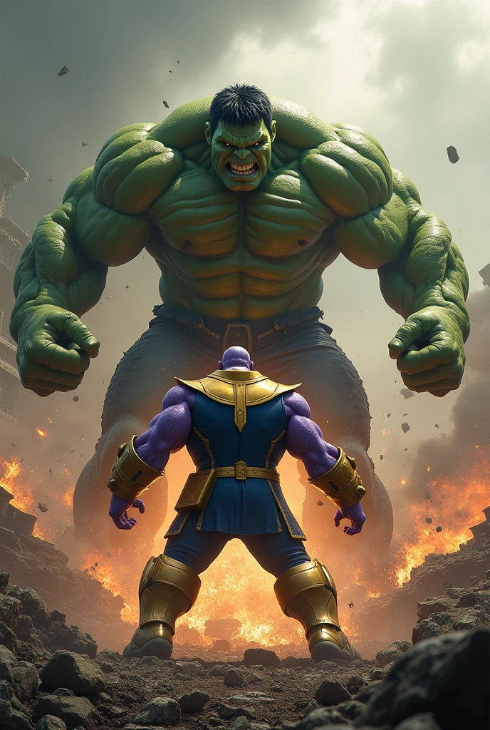 Hulk beating Thanos
