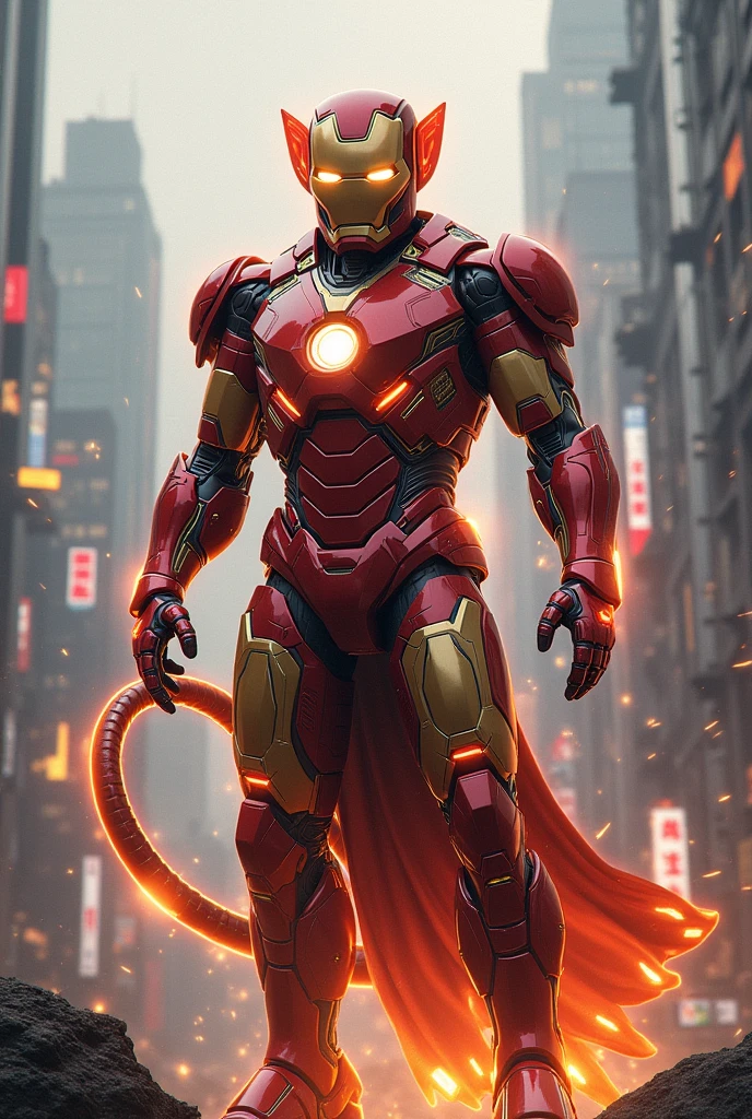 A fusion between newest iron man and sun wukong mostly sun wukong
