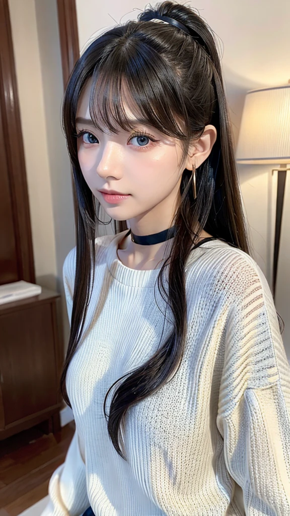 ((Virgin-killing sweater))Extraordinary sexy beauty、beautiful, calm and bright look、Sexy and refreshing look、完璧なbeautifulcute顔、Very bright, Bright Blue Eyes、Short Ponytail、Long bangs between the eyes、Long grey straight hair、beautiful facial hair、とてもcute、beautifully、Sexy young tiny woman、非常に完璧なbeautifulcute顔、beautiful clear cute eyes、Real女性、cute,((Small breasts))、(((Long white hair)))、(())、) And a very slim figure,,,,,、Very thin leganicules、Earrings、Pink Lip、choker、Real、Sexual、Highest quality、Detailed face、Detailed Background、Depth of written boundary、whole body viewing angle、Sexual、alone、night,Highest quality、High resolution、超High resolution(Real:1.4)Detailed eyes、Gradation、Perfect anatomical figure、Woman with perfect body、Highly detailed skin、非常にDetailed face、細部までbeautiful目、Background blur、