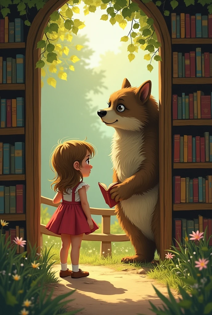 Create an image for story books
As she peeked through the fence, Ellie saw a large, furry creature struggling to reach a book on a high shelf.