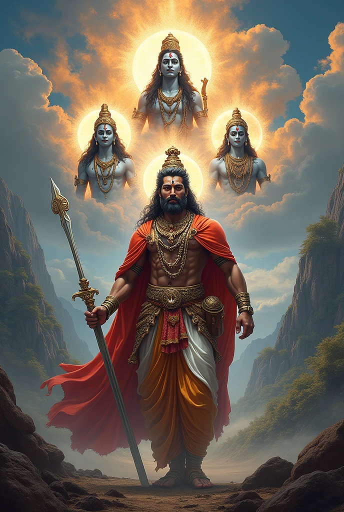 Chatrapati Shivaji Maharaj with lord Shiva and Lord Ram and Lord Krishna 

